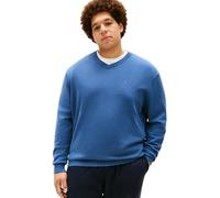 Tommy Hilfiger Uomo Pullover Essential Cotton con Scollo a V, Blu (Aegean Sea), XXL