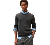 Tommy Hilfiger Uomo Pullover Essential Cotton con Scollo Rotondo, Grigio (Dark Grey Heather), XS
