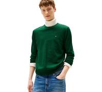 Tommy Hilfiger Uomo Pullover Essential Cotton con Scollo Rotondo, Verde (Ornamental Green Heather), S