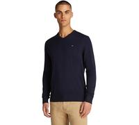 Tommy Hilfiger Uomo Pullover Essential Cotton Scollo a V, Blu (Desert Sky), XS