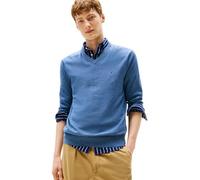 Tommy Hilfiger Uomo Pullover Essential Cotton Scollo a V, Blu (Petrol Blue Heather), L