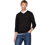 Tommy Hilfiger Uomo Pullover Essential Cotton Scollo a V, Nero (Black), S