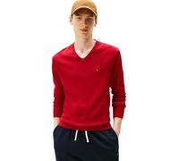 Tommy Hilfiger Uomo Pullover Essential Cotton Scollo a V, Rosso (Medium Red), M