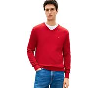 Tommy Hilfiger Uomo Pullover Essential Cotton Scollo a V, Rosso (Medium Red), XXL