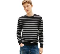 Tommy Hilfiger Uomo Pullover Seasonal Structure con Scollo Rotondo, Nero (Black/Ivory Petal), S