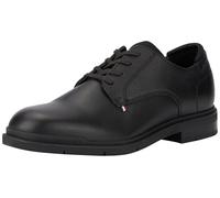 Tommy Hilfiger Uomo Scarpa Derby Flexible Leather in Pelle Zigrinata, Nero (Black), 44