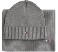 Tommy Hilfiger Uomo Set Regalo Flag Sciarpa e Berretto, Grigio (Mid Grey Heather), Taglia Unica