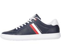 Tommy Hilfiger Uomo Sneakers con Suola Preformata Essential Leather Cupsole in Pelle, Blu (Desert Sky), 42