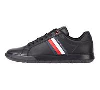 Tommy Hilfiger Uomo Sneakers con Suola Preformata Essential Leather Cupsole in Pelle, Nero (Triple Black), 45