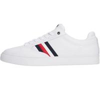 Tommy Hilfiger Uomo Sneakers con Suola Preformata Icon Court Stripes in Pelle, Bianco (White), 41