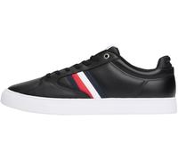 Tommy Hilfiger Uomo Sneakers con Suola Preformata Icon Court Stripes in Pelle, Nero (Black), 46