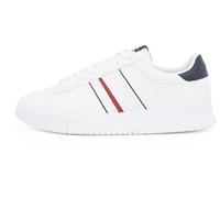 Tommy Hilfiger Uomo Sneakers con Suola Preformata Modern Stripes con Logo, Bianco (White), 45 EU