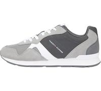 Tommy Hilfiger Uomo Sneakers Running Icon Mix in Pelle Scamosciata, Grigio (Universal Grey), 42