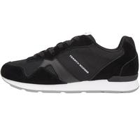 Tommy Hilfiger Uomo Sneakers Running Icon Mix in Pelle Scamosciata, Nero (Black), 41