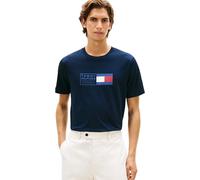 Tommy Hilfiger Uomo T-Shirt Maniche Corte Brand Love Text Box in Cotone, Blu (Desert Sky), L