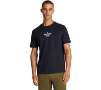 Tommy Hilfiger Uomo T-shirt Maniche Corte con Branding, Blu (Desert Sky), S