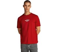 Tommy Hilfiger Uomo T-shirt Maniche Corte con Branding, Multicolore (Medium Red), L