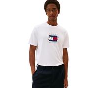 Tommy Hilfiger Uomo T-Shirt Maniche Corte Linear Flag Graphic Regular Fit, Bianco (White), L