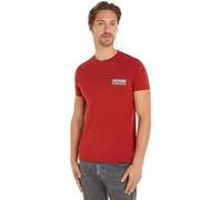 Tommy Hilfiger Uomo T-Shirt Maniche Corte Printed Badge Scollo Rotondo, Rosso (Dark Magma), XS