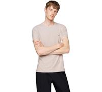 Tommy Hilfiger Uomo T-Shirt Maniche Corte Stretch Slim Fit Tee Scollo Rotondo, Beige (Heathered Pebble), XXL