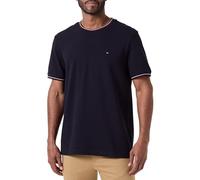 Tommy Hilfiger Uomo T-Shirt Maniche Corte Tipped Collar Scollo Rotondo, Blu (Desert Sky), XS