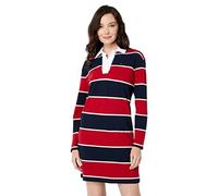 Tommy Hilfiger Vestito da rugby con colletto Jonny, Preppy Rugby Stripes/Capitano del cielo/Bianco brillante/Peperoncino, Large