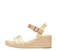 Tommy Hilfiger Webbing Wedge Sandalfw0Fw08044, Espadrillas Zeppa Donna, Beige (Harvest Wheat), 40 EU