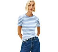 Tommy Hilfiger Maglietta Slim Cody C-Nk SS Ww0Ww40587 Donna Blu (Clear Water/Ecru STP) XL