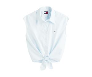 Tommy Jeans, ,Blouses & Shirts ,Donna ,Blu ,S Tie-front Poplin Shirt