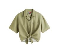 Tommy Jeans, ,Blouses & Shirts ,Donna ,Verde ,S Camicia a Maniche Corte in Misto Lino