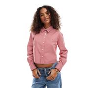 Tommy Jeans - Camicia corta in popeline a righe bianche e rosse-Rosso XL