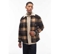 Tommy Jeans - Camicia giacca a quadri marroni e beige con colletto in peluche-Marrone 54