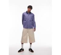 Tommy Jeans - Camicia giacca blu con colletto in velluto a coste a contrasto 46