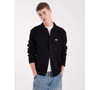 Tommy Jeans - Camicia giacca in maglia nera con logo-Nero 50