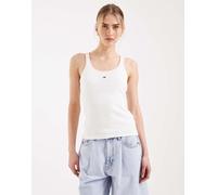 Tommy Jeans - Canotta slim bianca a coste con dorso a vogatore-Bianco XS