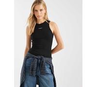 Tommy Jeans - Canotta slim fit nera a coste con scritta del logo-Nero L