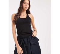 Tommy Jeans - Canotta slim nera a coste con dorso a vogatore-Nero M