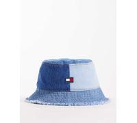Tommy Jeans - Cappello da pescatore in denim blu patchwork con logo One Size