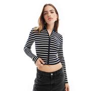 Tommy Jeans - Cardigan blu navy con righe metallizzate e zip S