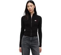 Tommy Jeans Donna Giacca in Maglia Cardigan High Neck con Zip, Nero (Black), S
