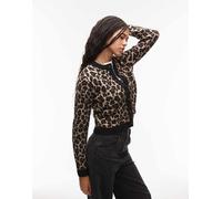 Tommy Jeans - Cardigan soffice con stampa leopardata e stemma-Multicolore M