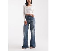 Tommy Jeans - Charlie - Jeans a vita alta lavaggio scuro con fondo ampio e logo ricamato-Blu navy W26 L32