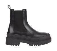 Tommy Jeans Stivali Mezza Gamba Donna Chelsea Foxing in Pelle, Nero (Black), 36 EU
