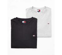 Tommy Jeans - Confezione da 2 T-shirt nera e grigia con logo della bandiera-Nero XS