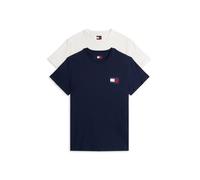Tommy Jeans - Confezione da 2 T-shirt slim fit bianca e blu navy con logo della bandiera-Multicolore 48