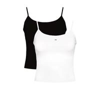 Tommy Jeans Donna Canotte Confezione da 2 Essential Strap Top Elasticizzate, Multicolore (Ecru/Black), S