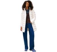 Tommy Jeans Donna Cappotto Piumino Essential Hooded Down Coat con Pelle Sintetica, Bianco (Ecru), L