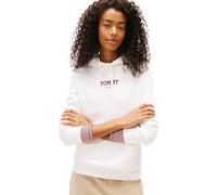 Tommy Jeans Felpa con Cappuccio da Donna TJW Reg Ess Logo 2 Ext DW0DW21921, Bianco (Ecru), S, Bianco (Ecru), S