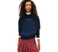 Tommy Jeans Donna Felpa con Cappuccio Regular Fit con Tasca a Marsupio, Blu (Dark Night Navy), M
