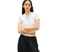 Tommy Jeans Donna Giacca in Maglia Cardigan Essential a Costine, Grigio (Ice Grey Heather), S